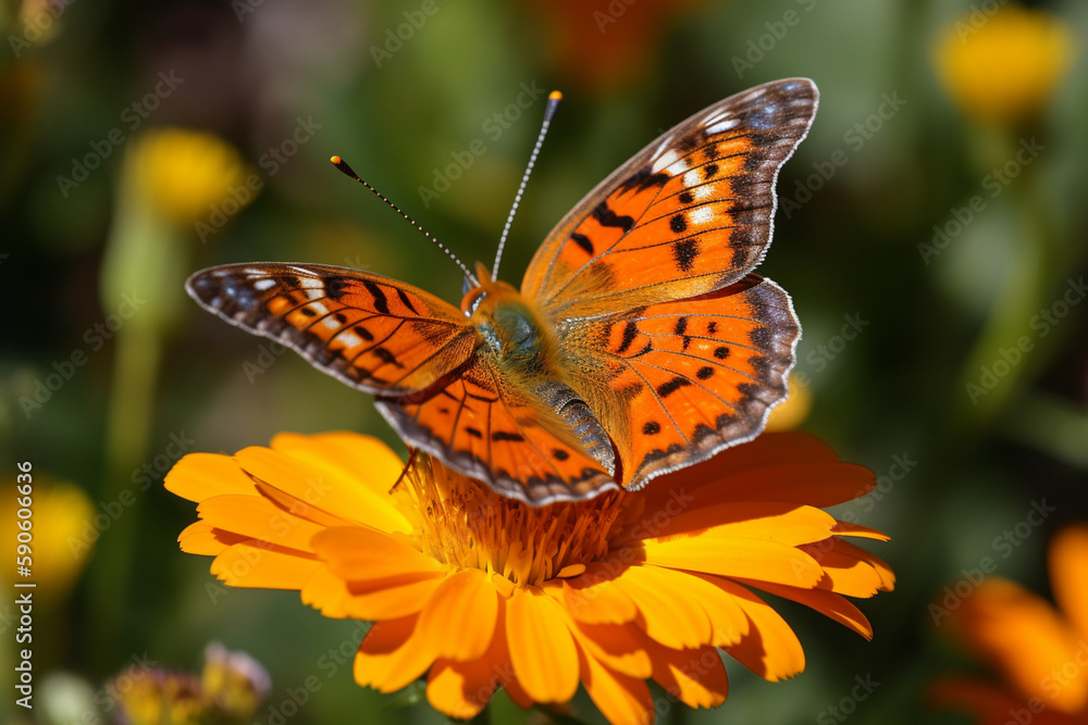 A butterfly on a flower, Earth Day Generative AI A butterfly on a flower, Earth Day Generative AI