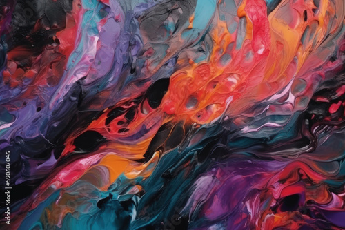 abstract colorful background from smears of oil paint generative ai