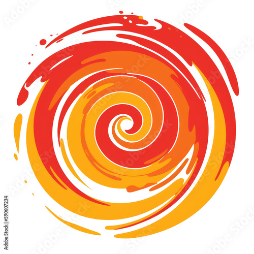 Hurricane Icon With Swirling Red And Orange Spiral To Represent Hurricane Warnings On Isolated Transparent Background  Png. Generative AI