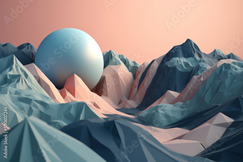 abstract mountain blue pink beauty background pastel colors  generative ai