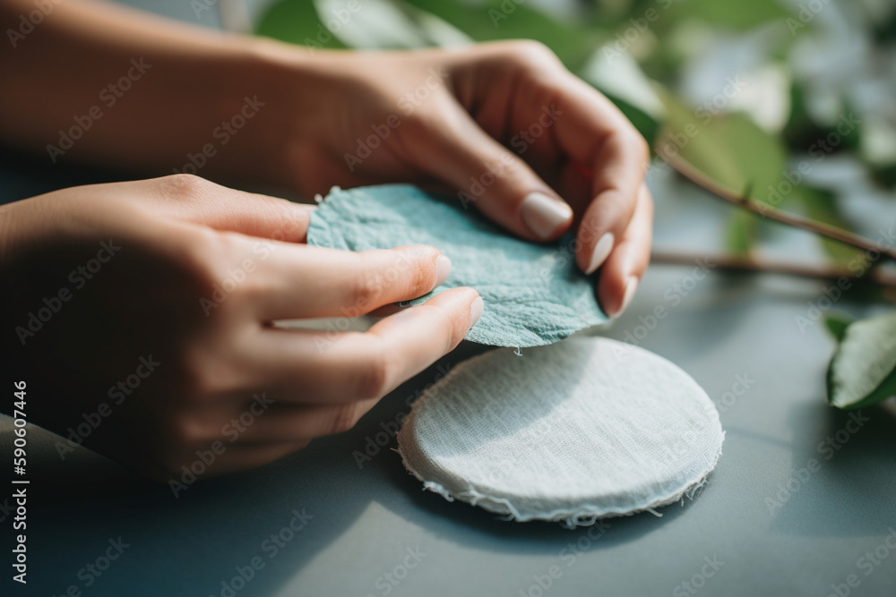 A person using a reusable cotton pad, Earth Day Generative AI A person using a reusable cotton pad, Earth Day Generative AI