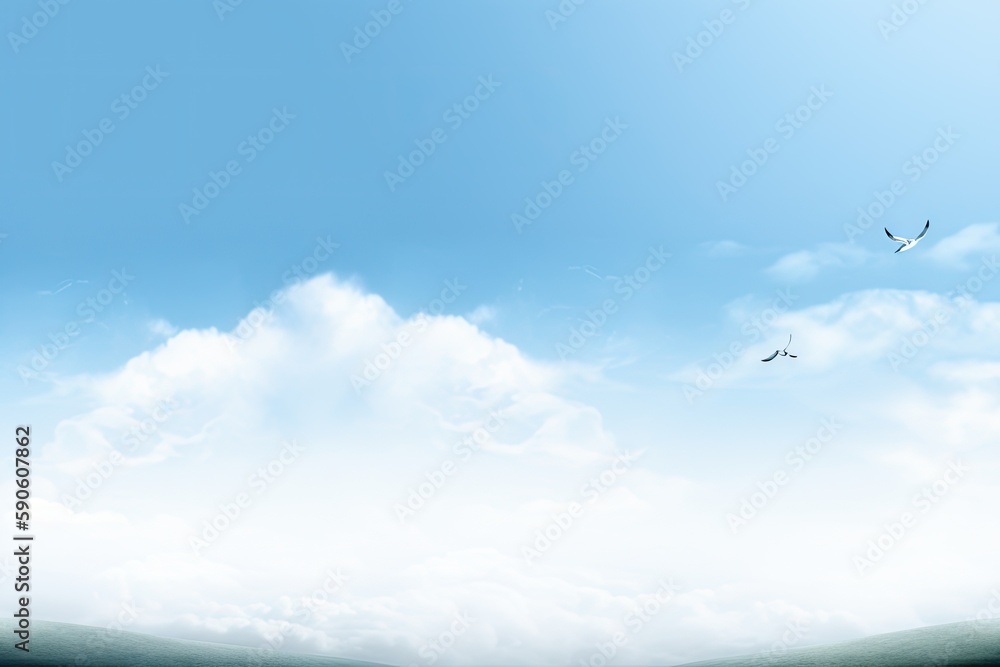 Fototapeta premium Abstract blue wave background. AI generated art illustration.