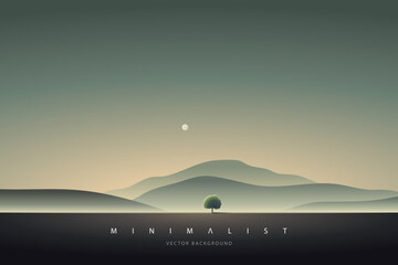 Leinwandbilder Khaki Minimalist landscape aesthetic background wallpaper. Creative modern paint. Abstract nature art contemporary mountain poster. Hand drawn vector illustration for prints decoration wall arts and canvas  © Ico Maker