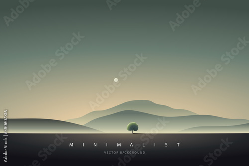 Minimalist landscape aesthetic background wallpaper. Creative modern paint. Abstract nature art contemporary mountain poster. Hand drawn vector illustration for prints decoration wall arts and canvas