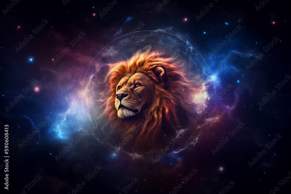  astrology in space leon zodiac sign in space with nebulas and stars Generative AI