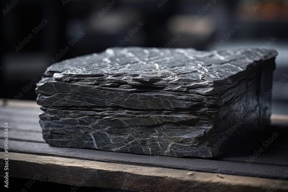 Piece Of Slate, With Its Layered Texture. Generative AI