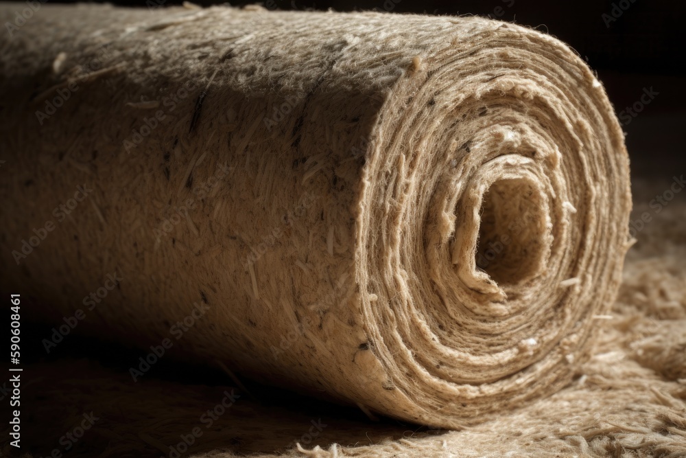 Roll Of Insulation, With Its Fibrous Texture. Generative AI Roll Of Insulation, With Its Fibrous Texture. Generative AI