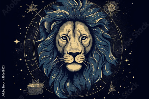 zodiac lion with stars Generative AI