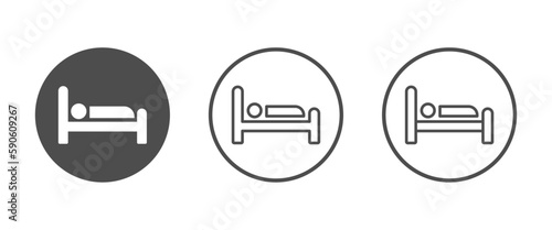Trendy person in bed, hotel vector graphic icons