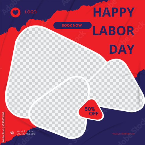 Happy labor day sale special offer banner design
