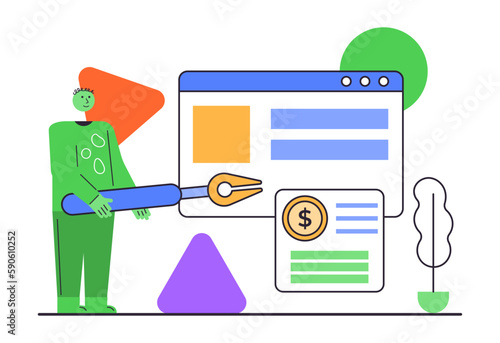 Website design or redesign banner, landing page, advertisement. Designers working on ui ux design or mobile application. Studio or agency prototyping or coding web page or mobile app. Cms development.