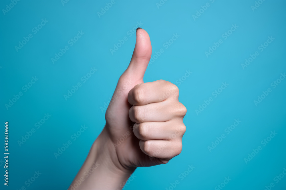A Closeup of a Thumbs-Up Hand Gesture, AI Generative A Closeup of a Thumbs-Up Hand Gesture, AI Generative