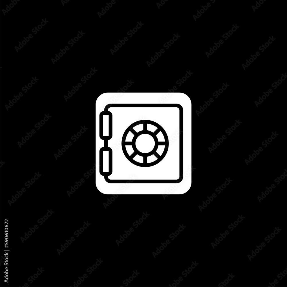 Home money safe icon isolated on black background Home money safe icon isolated on black background