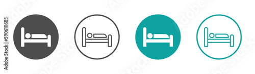 Trendy person in bed, hotel vector graphic icons set