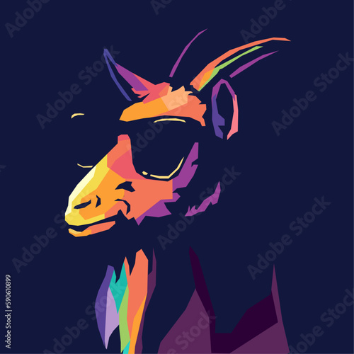 cool goat wearing dark glasses pop art style