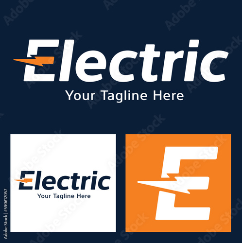 Abstract Letter E Electricity Logo. Flat Vector Logo Design Template Element