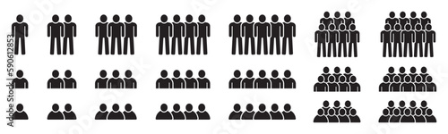 Set of team icons. People crowd symbol, group people. People in trendy flat style, vector.