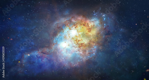 Fototapeta Naklejka Na Ścianę i Meble -  Bright galaxy with stars in deep space. Elements of this image furnished by NASA