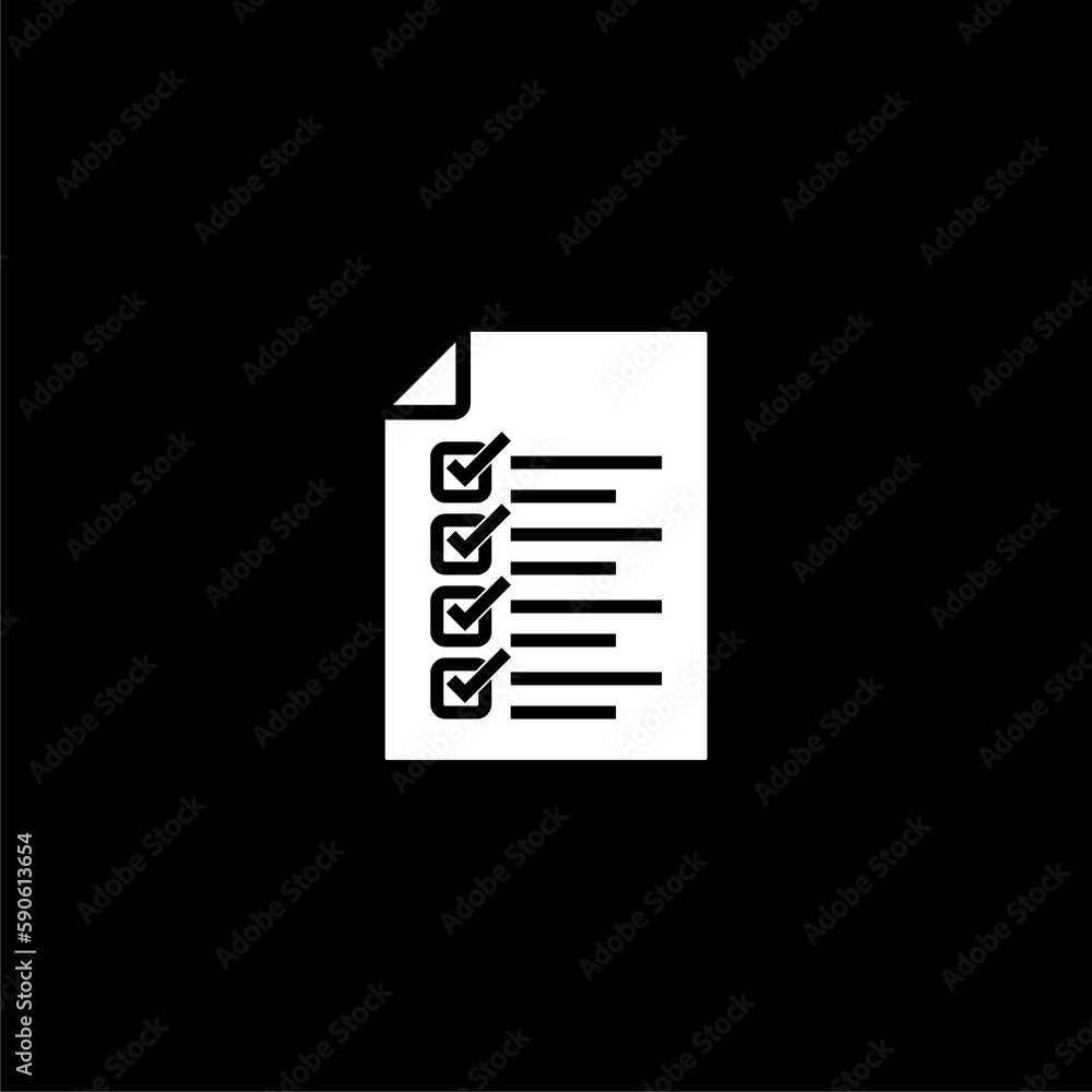Online quiz, test icon isolated on black background Online quiz, test icon isolated on black background