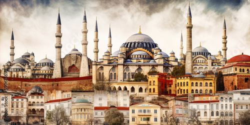 Istanbul City, Famous places collage Generative AI © bahadirbermekphoto