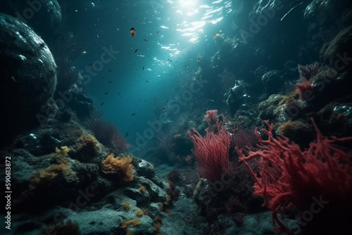 hydrothermal vents underwater cinematic Generative AI © Bora