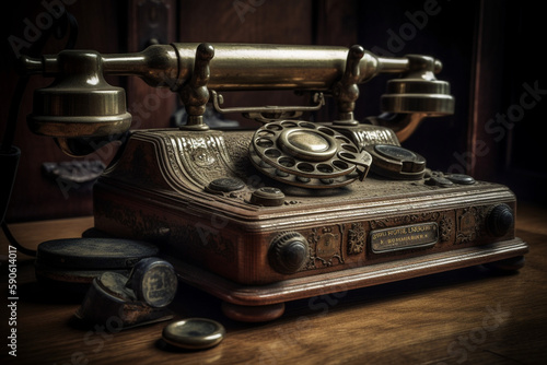 old antique telephone Generative AI