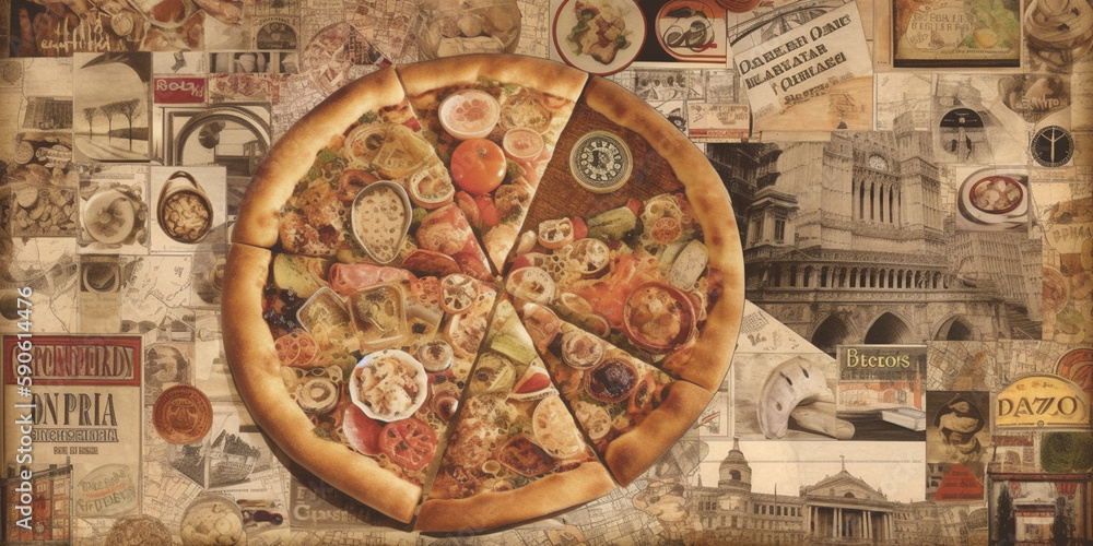 collage of pizza