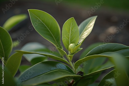 green tea's buds and leaves. AM plantations of green tea. Generative AI