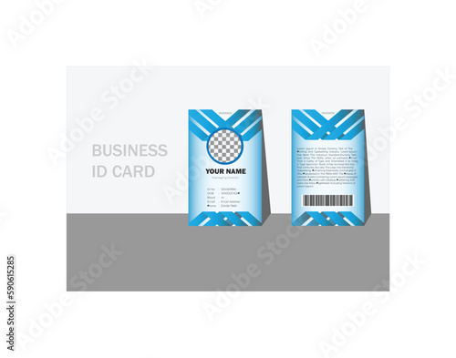 Professional Identity Card Template Vector for Employee and Others
 Vector id card template with clasp and lanyard Blue Patterned  Layout.