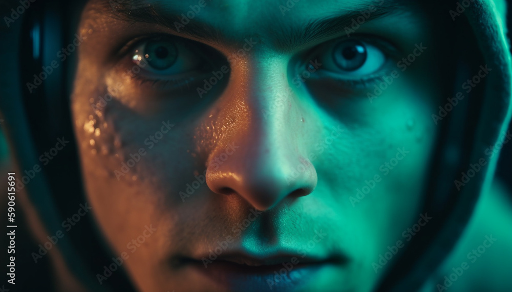 Portrait of young adult looking into mystery generated by AI Portrait of young adult looking into mystery generated by AI