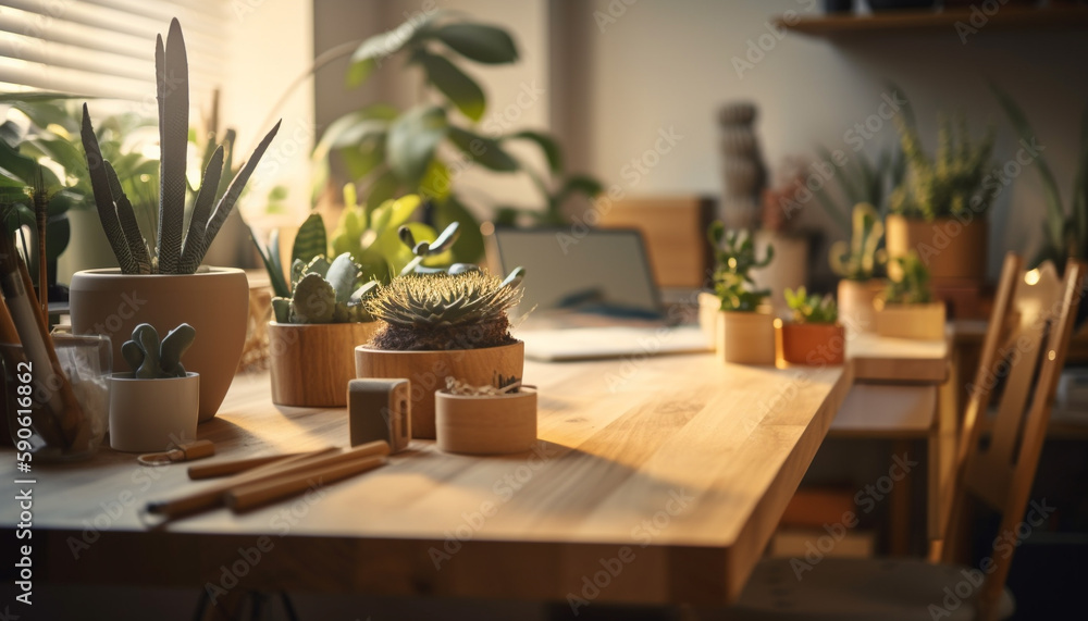 Modern design professional working at wooden desk indoors generated by AI