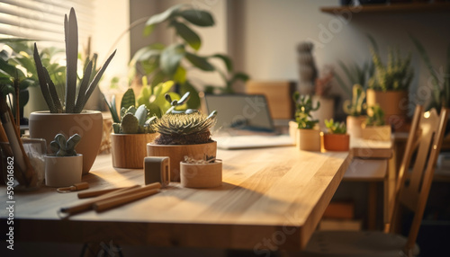 Modern design professional working at wooden desk indoors generated by AI