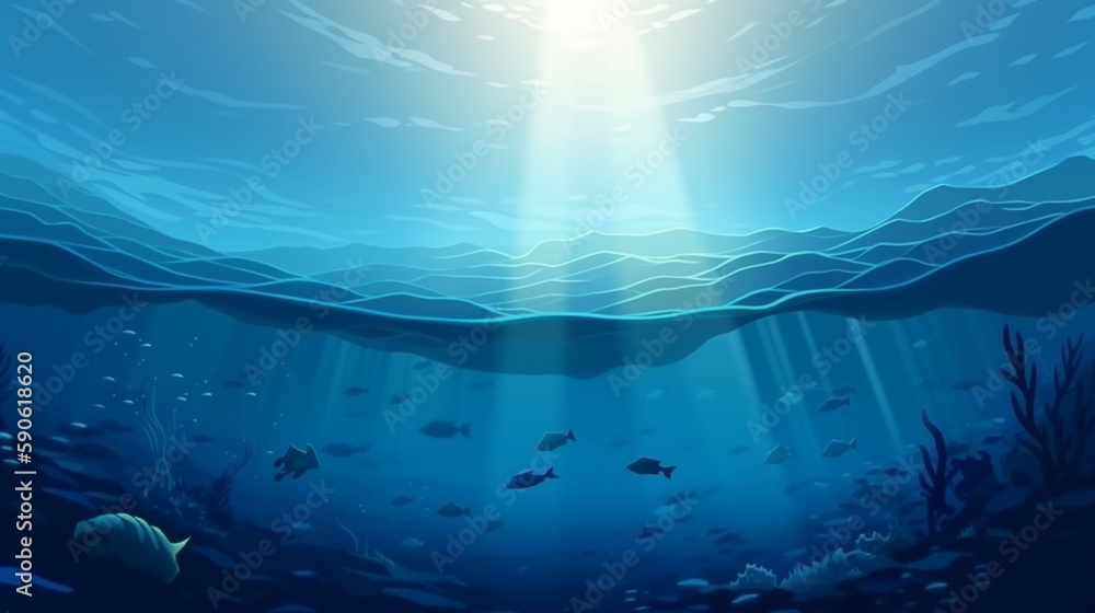 Blue Ocean concept background Generative AI