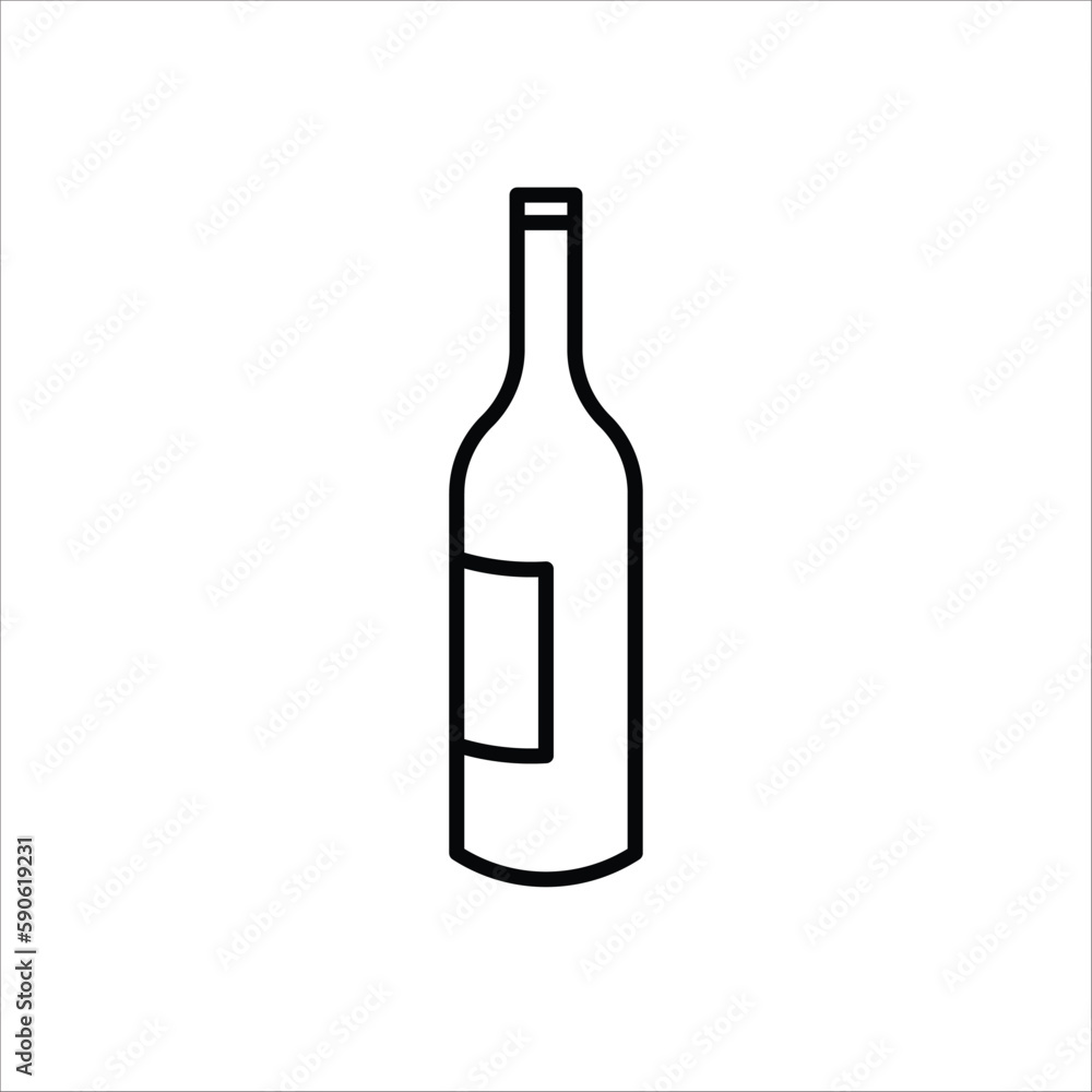 Wine bottle vector icon. Alcohol icon. Alhocol flat sign design. Wine and glass symbol pictogram. UX UI icon