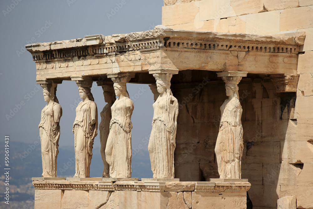 Erechtheion temple on the Acropolis of Athens.