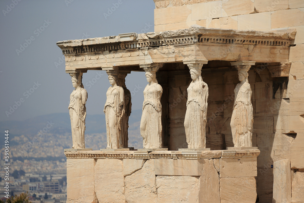 Erechtheion temple on the Acropolis of Athens.