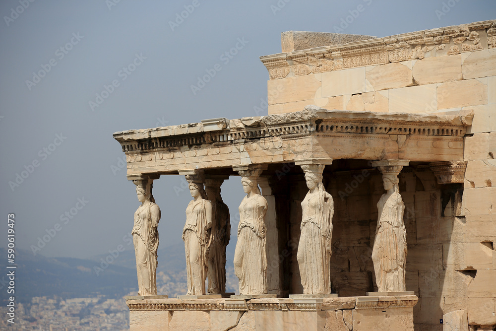 Erechtheion temple on the Acropolis of Athens.