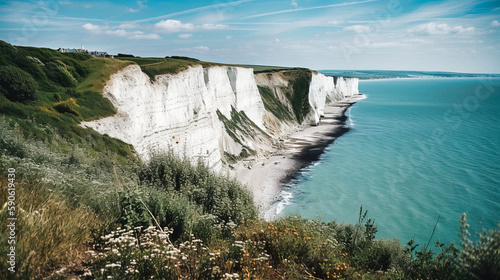 The White Cliffs of Dover During a Sunny Day - generative ai