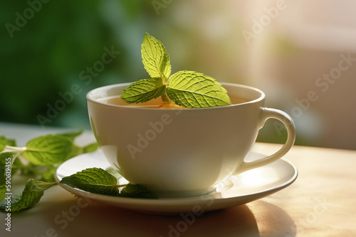 Cup of Peppermint tea.  photo