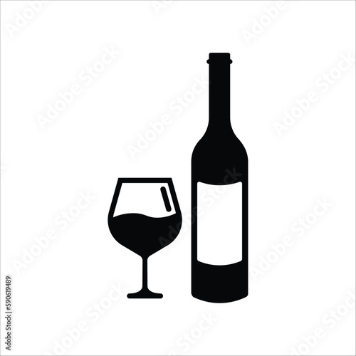 Wallpaper Mural Wine bottle vector icon. Alcohol icon. Alhocol flat sign design. Wine and glass symbol pictogram. UX UI icon Torontodigital.ca