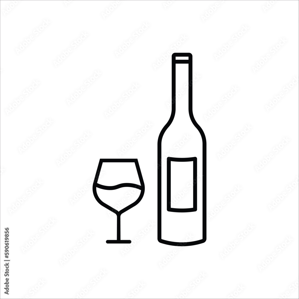Wine bottle vector icon. Alcohol icon. Alhocol flat sign design. Wine and glass symbol pictogram. UX UI icon Wine bottle vector icon. Alcohol icon. Alhocol flat sign design. Wine and glass symbol pictogram. UX UI icon