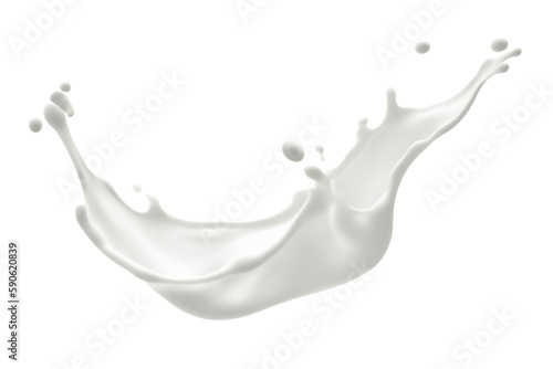 White milk wave splash with splatters and drops. Ai. Cutout on transparent