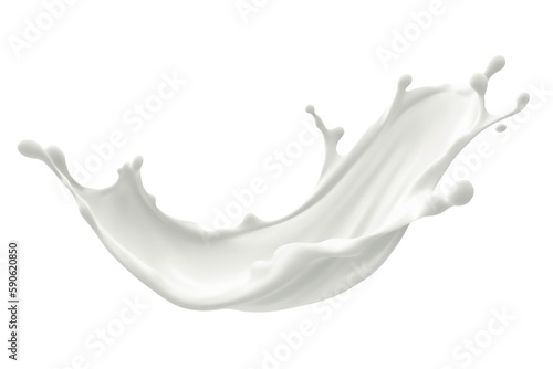 Fotografie, Obraz White milk wave splash with splatters and drops