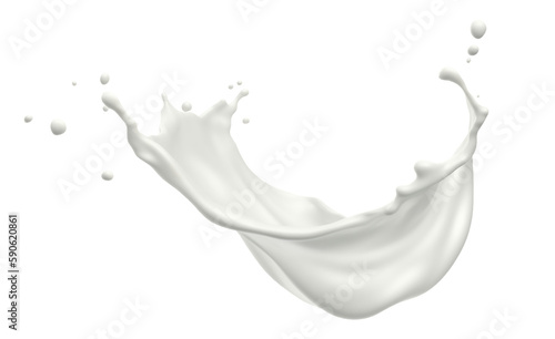 Tela White milk wave splash with splatters and drops