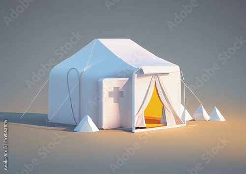 white medical emergency tent. ai generated