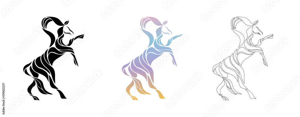 Silhouette head horse vector icon on the modern flat style for web, graphic and mobile design. racing riding.gradient
