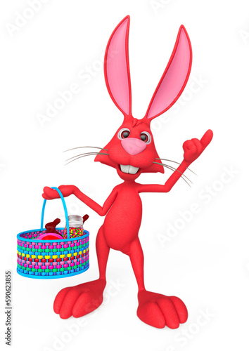 rabbit cartoon is holding an easter basket