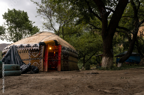 Wallpaper Mural Yurts in an apricot orchard at a campsite in the Kyrgyz village of Ozgrush. Torontodigital.ca