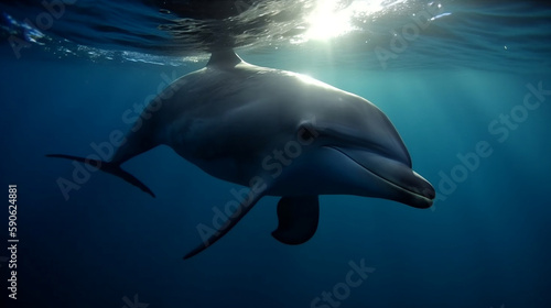 A dolphin in the deep blue sea. © The animal shed 274