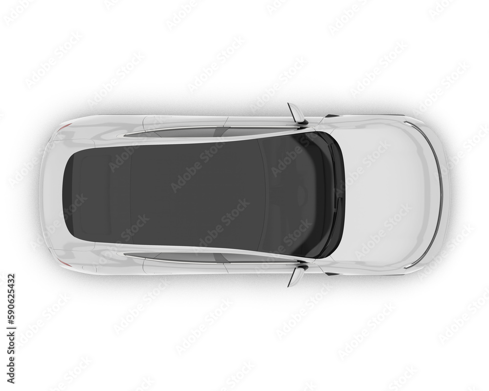 Fototapeta premium White modern car isolated on transparent background. 3d rendering - illustration